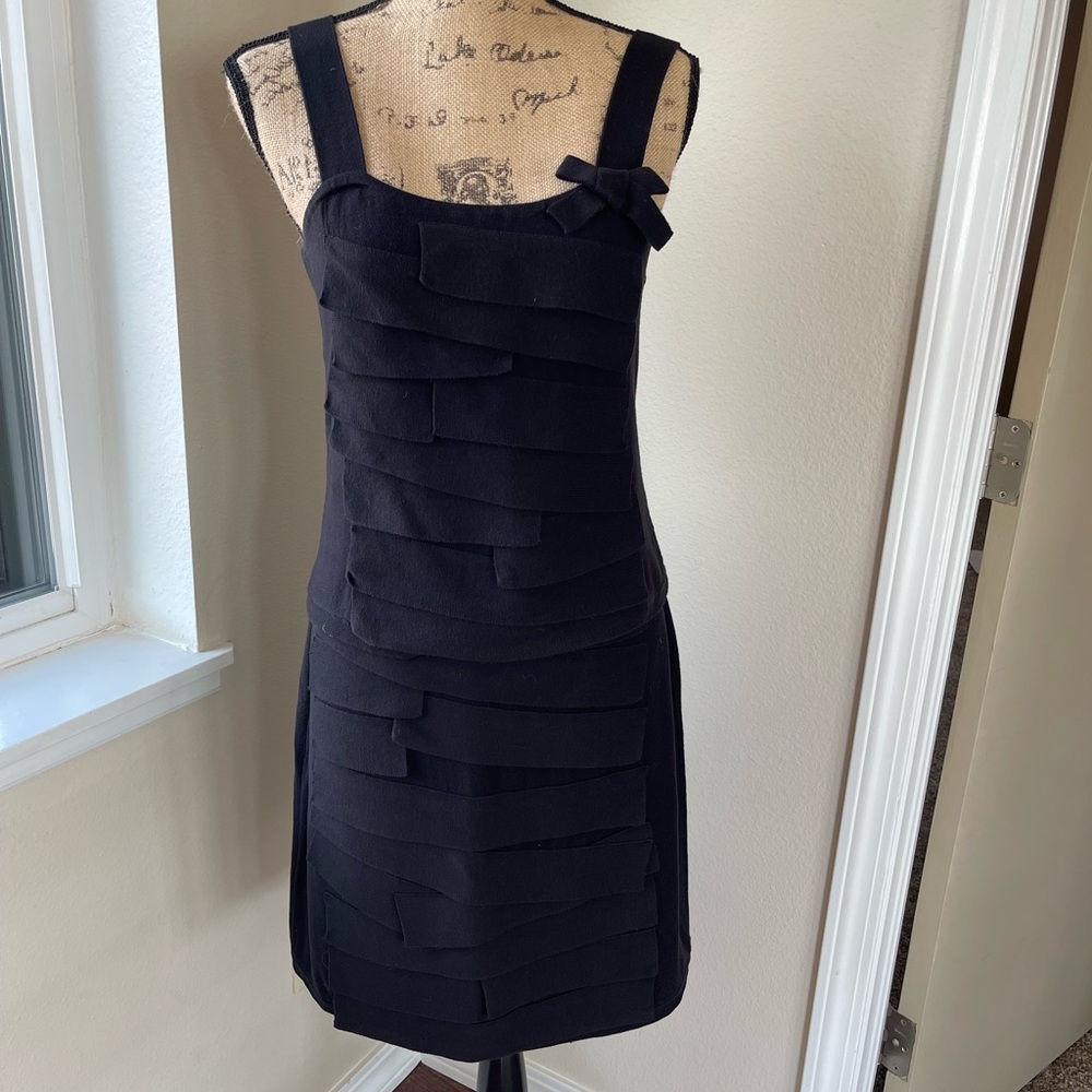 Etcetera 3 piece “tank”, shrug, and skirt. Cotton sweater material. Blac…